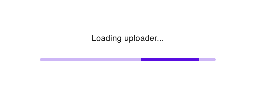 A thin purple loading progress indicator below a label that says Loading uploader.